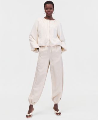 Women's Linen-Blend Jacket & Bubble Pants