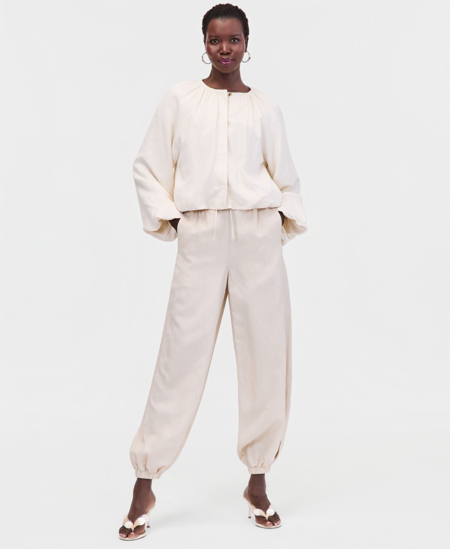 Women's Blouson-Sleeve Cropped Jacket