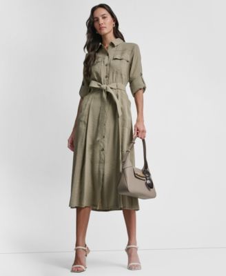 Women's Long-Sleeve Collared Roll Tab Fuji Cargo Dress