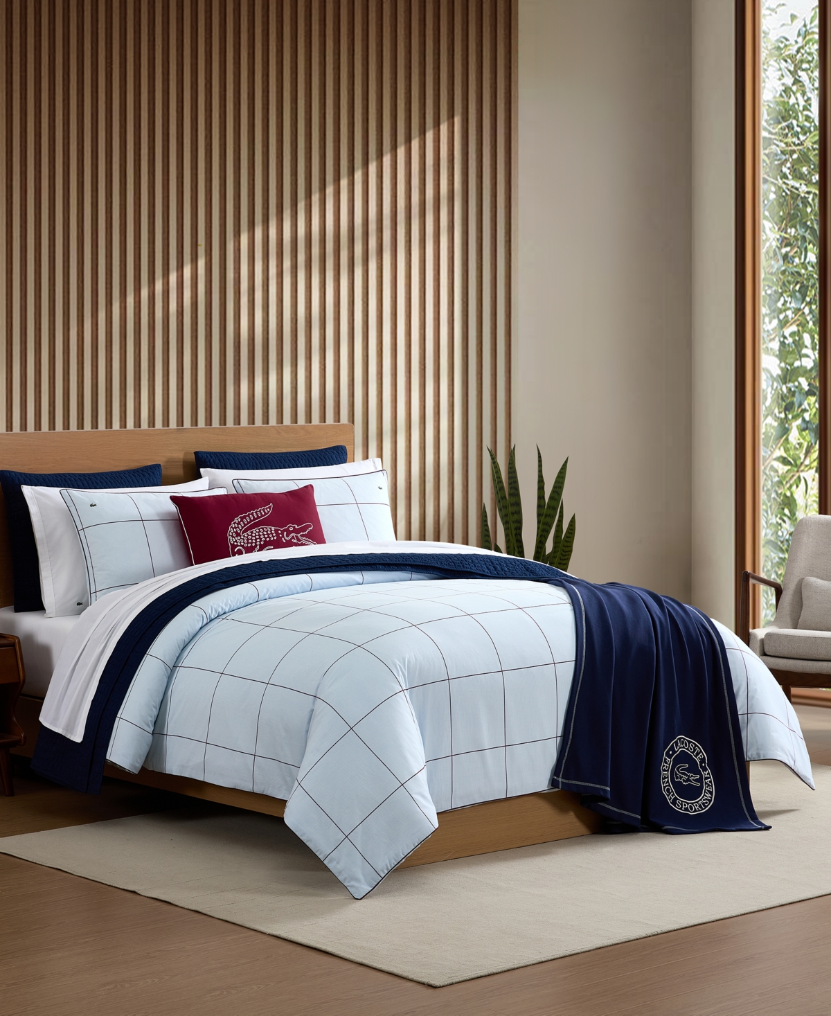 Lacoste Home Tennis Checks Cotton 3-Pc. Comforter Set, King