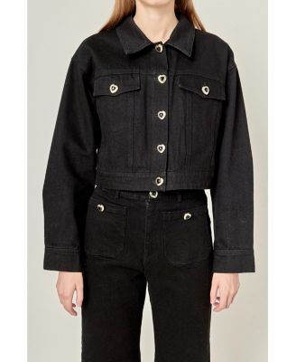 Women's Drop Shoulder Cropped Denim Jacket