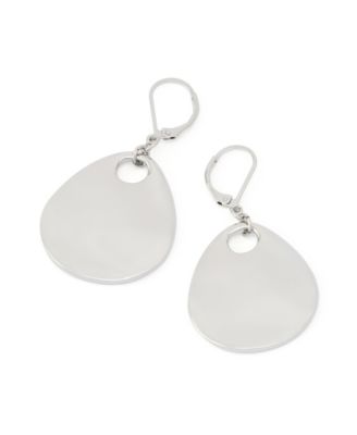 Rhodium Disc Drop Earrings