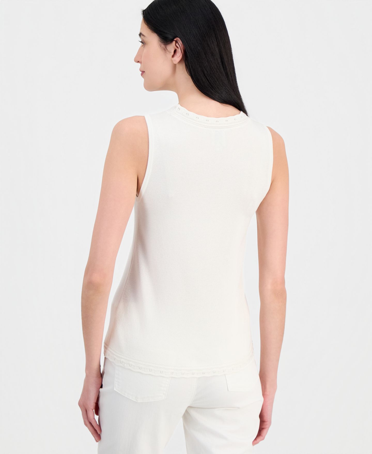 Женский топ Anne Klein Scallop-Trim Sleeveless, цвет: Белый — фото 2