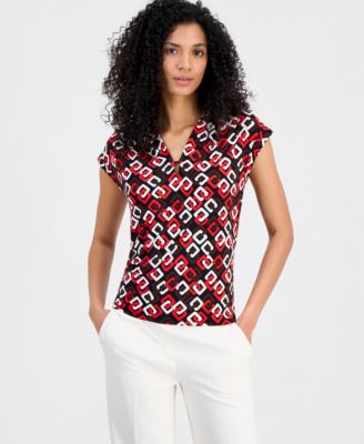 Women's Cap-Sleeve V-Neck Top