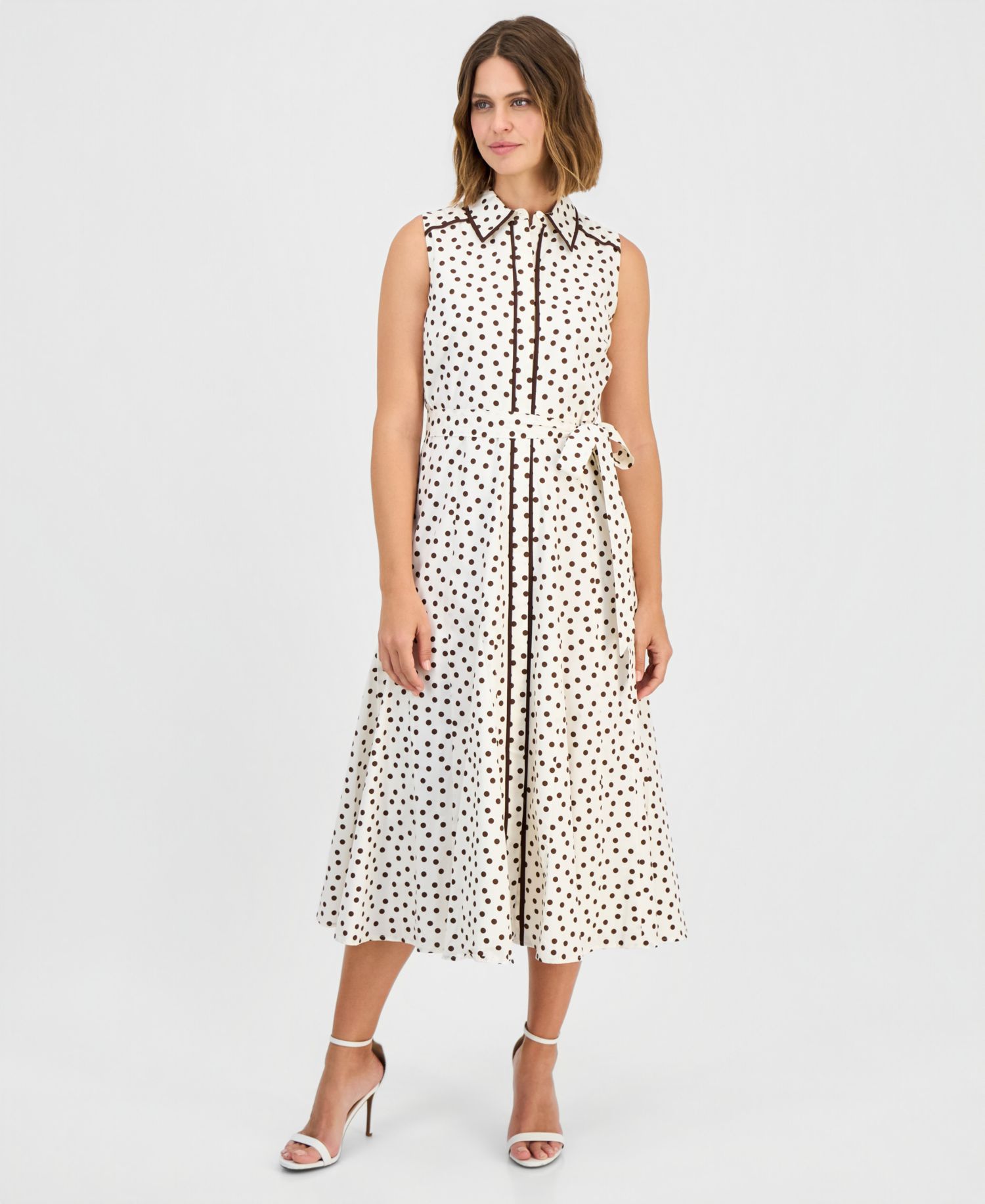 Petite Sleeveless Godet Shirt-Dress