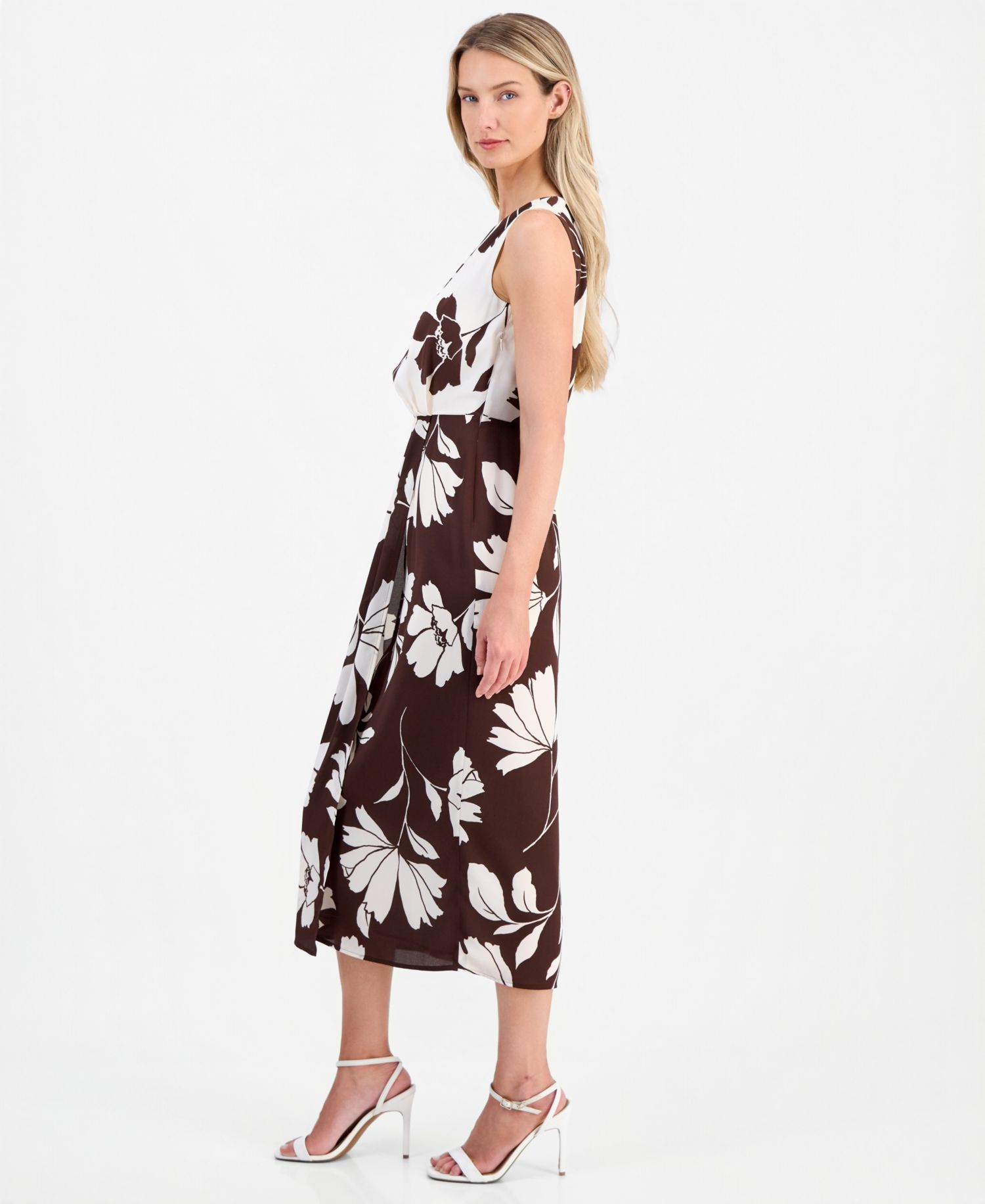 Women's Printed Sleeveless Midi Dress