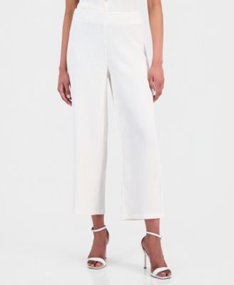 Women's Crinkle-Knit Pull-On Wide-Leg Pants