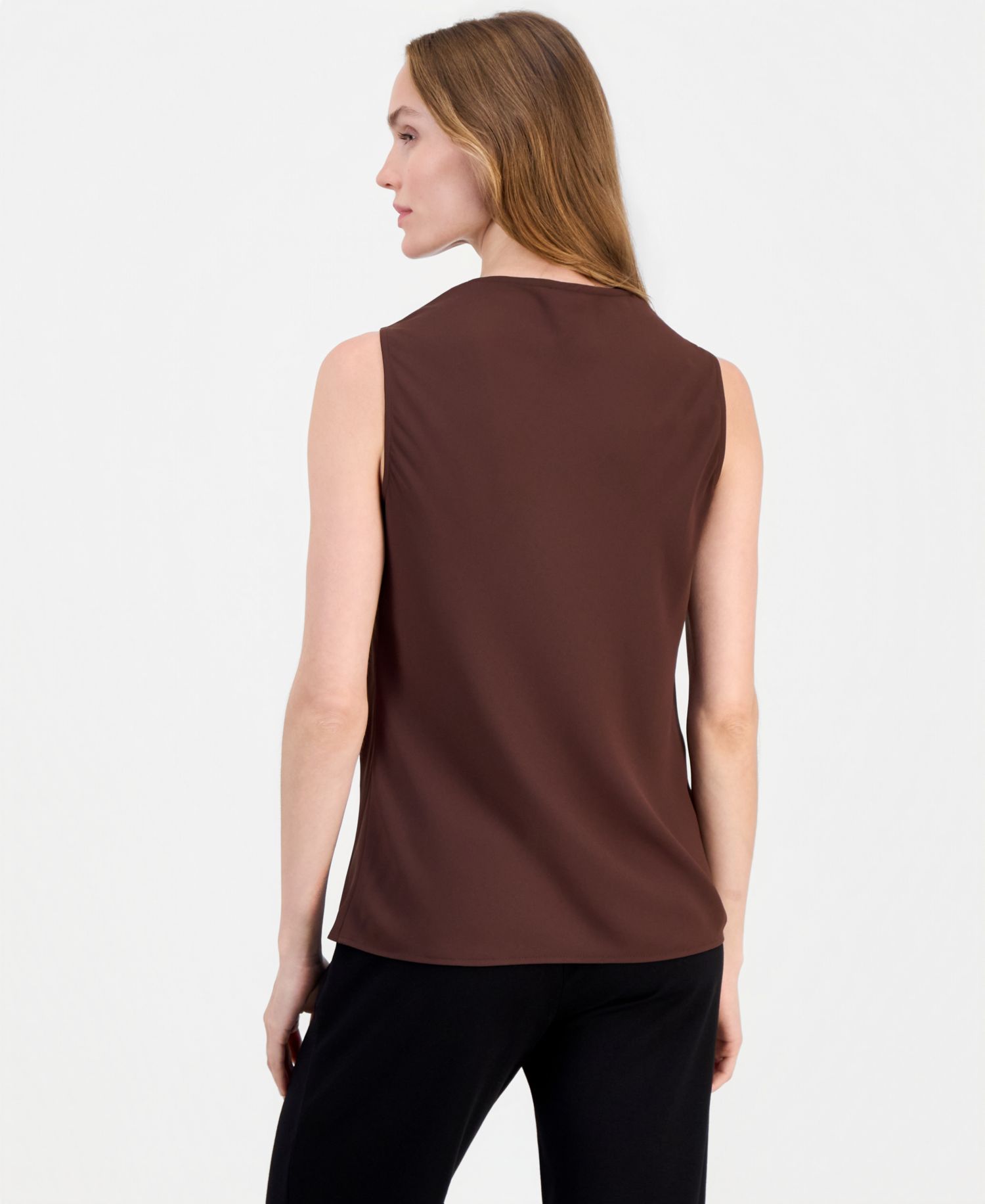 Petite Cowl Neck Sleeveless Blouse