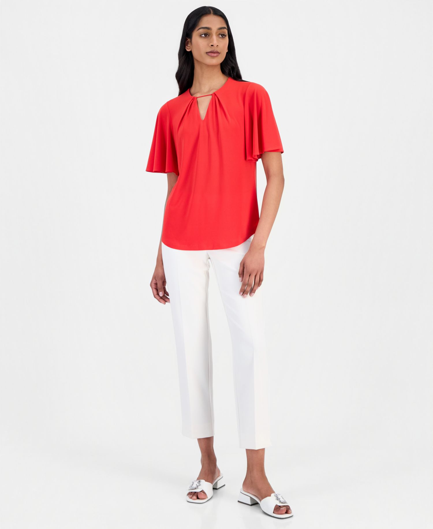 Women's Pleat-Neck Blouse