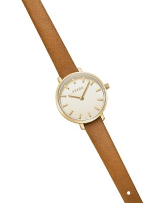 Beverly 1730n Gold and Brown Leather Band Watch, 25mm