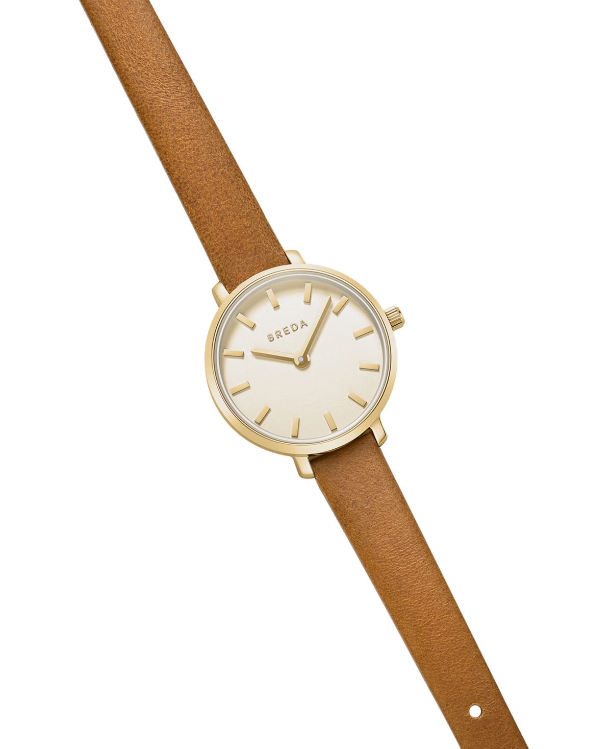 Breda Beverly 1730n Gold and Brown Leather Band Watch, 25mm