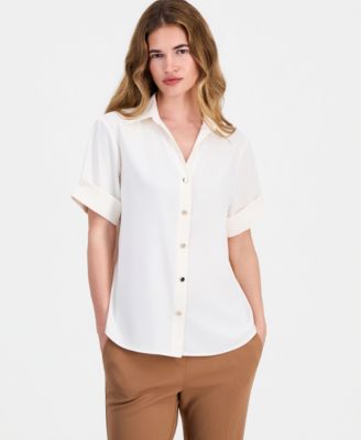 Women's Button-Front Short-Sleeve Top