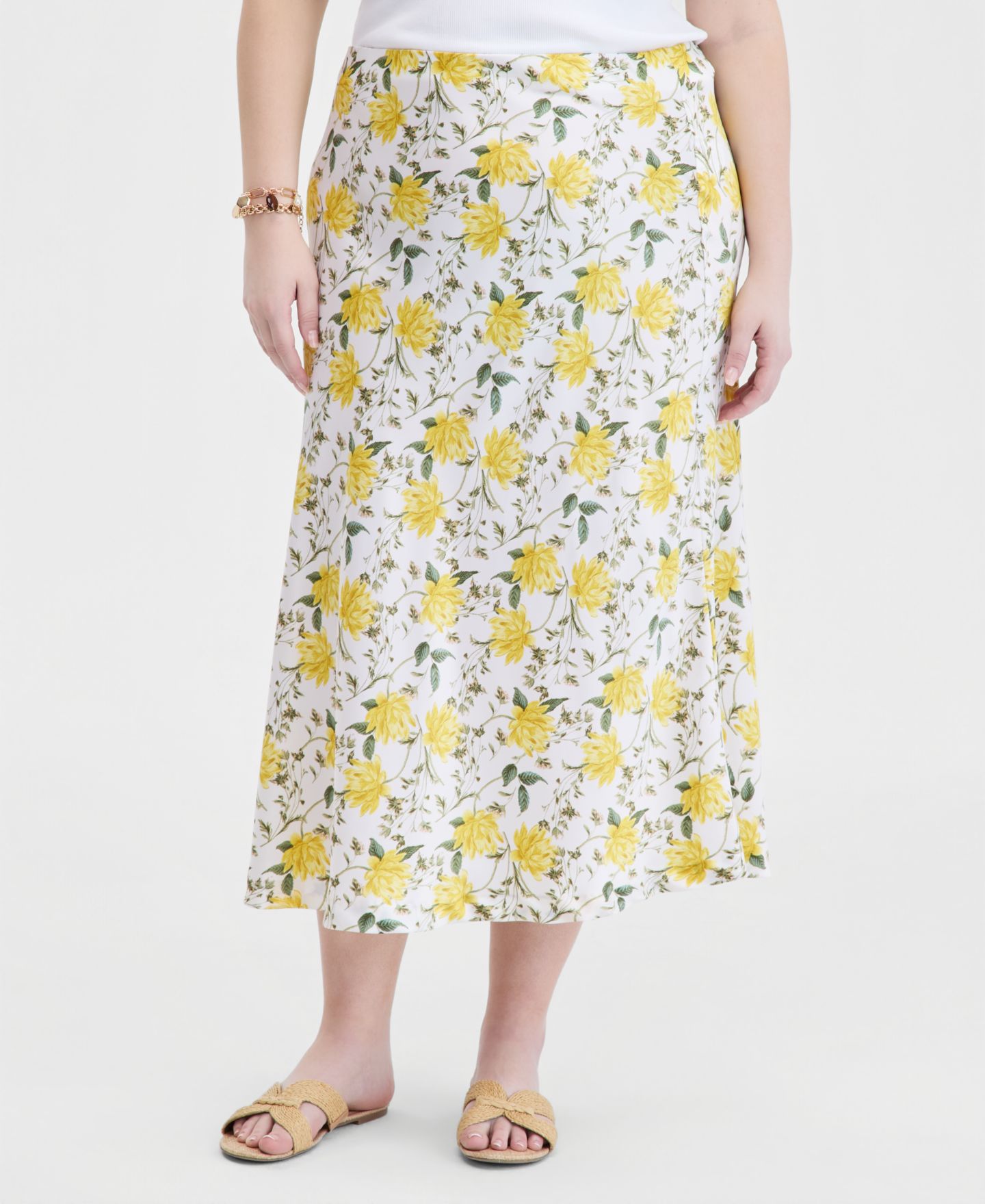 Женская юбка On 34th Trendy Plus Size Printed Slip, цвет: Жёлтый комбинированный — фото 4