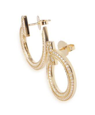 Yellow Gold Diamond Tiffany T T1 Open Hoop Earrings