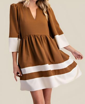 Women's Fit & Flare Contrast Trim Mini Dress