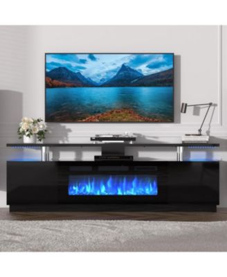 70" Fireplace TV Stand with 36'' Firplace, Electric Fireplace Heater with 12 Frame and LED Light Colors
