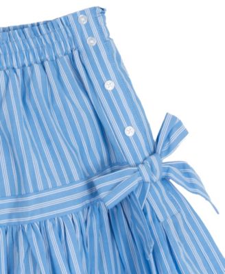 Girls' 7-16 Smocked Top With Ruffled Straps and Skort, 3-Piece Set 