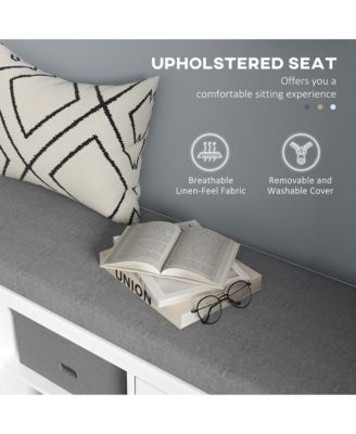 Shoe Bench, Storage Bench with Padded Seat, 2 Cabinets and Adjustable Shelf for Entryway, Hallway and Living Room