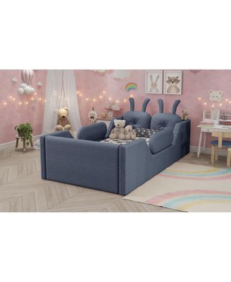 Streamdale Twin Upholstered Platform Bed with Rabbit Cushion & Removable Rails