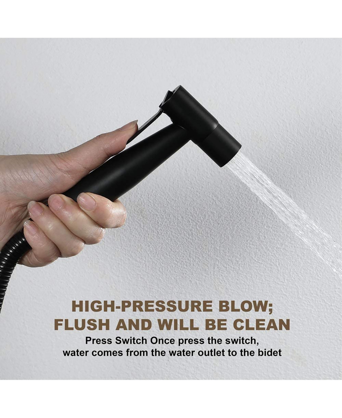 Rainsken Handheld Bidet Sprayer, Stainless Steel Toilet Bidet Sprayer with 360° Rotating Handle, Leak-Proof Sealing Ring for Bathroom