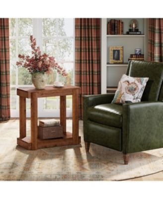 Solid Wood End Table Set of 2, Farmhouse Side Table with 2-Tier Storage Shelf, Rectangle Bedside Tables Accent Nightstand