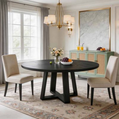 Round Dining Table for 4-6 People, 47 Inches Dining Room Table with Pedestal Base (Table Only)