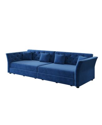  Oversize Pull Out Sofa Bed, Convertible Sleeper Sofa with Fabric Flower Tufted Design
