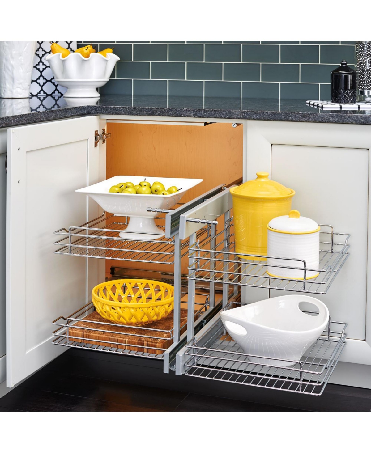 Rev-a-Shelf Chrome 2-Tier w/ Soft-Close-15" Blind Cabinet Opening, 5PSP-15SC-cr