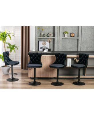 Swivel Velvet Barstools Adjusatble Seat Height From 25-33 Inch, Modern