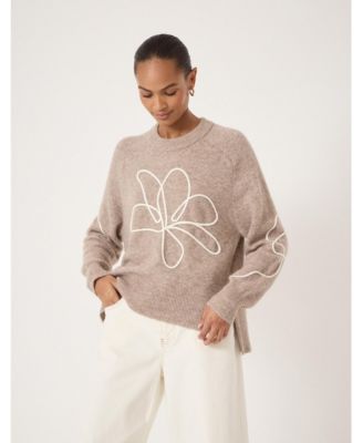 Women's Wool Blend Flower Motif Jumper