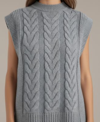 Women's Cable-Knit Sweater Vest and Wide-Leg Pants Set