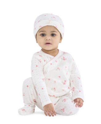 Baby Girls' Top, Footed Pants, and Hat, 3-piece Set