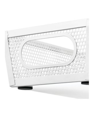 Perforated Metal Storage Bin with Handles - Set of 2 - Matte White