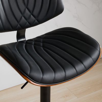 Bentwood Faux Leather Back Swivel Bar Stool