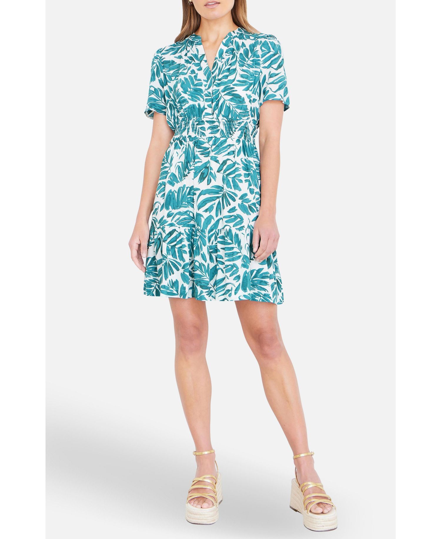Women's Leaf Print Mini Dress