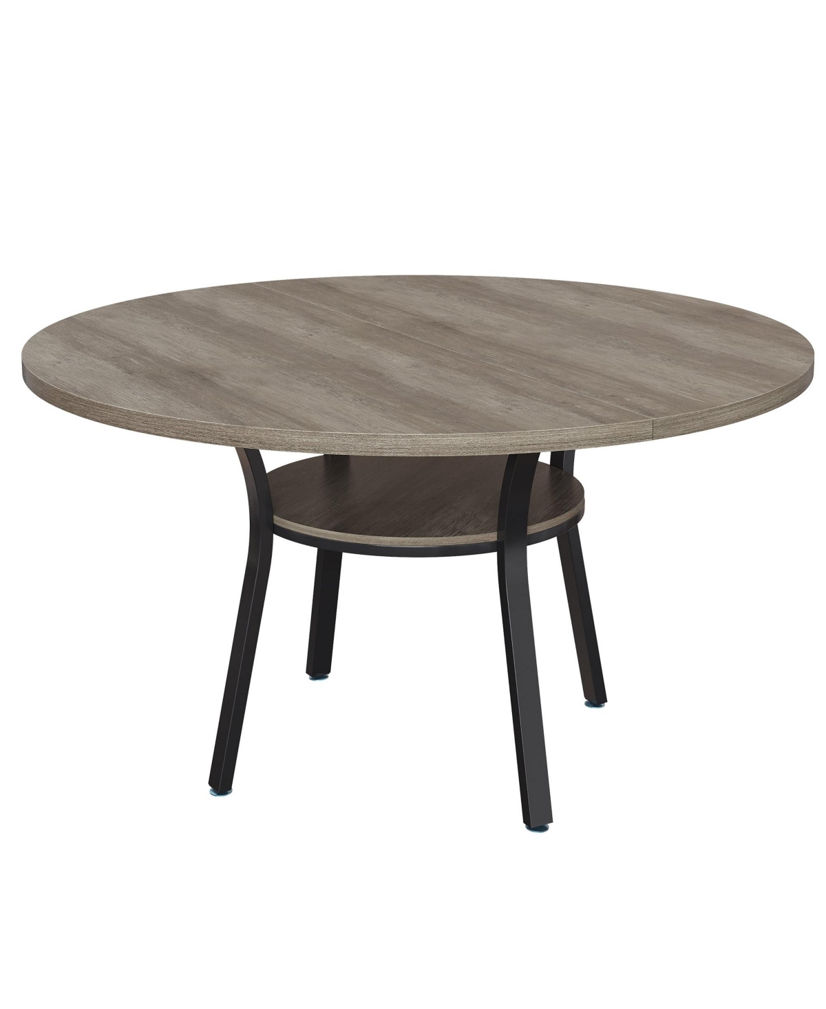 Round Dining Table for 4-6, 47 inch Wood Kitchen Table with Storage Shelf,with Metal Base,No Chairs