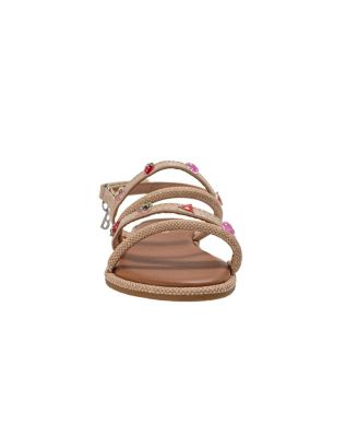 Girls Girl's  Fashion Sandals – Dressy Shoes with Tiny Fruit Charms and Raffia Embossed Accents