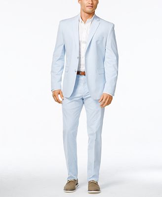 Perry Ellis Portfolio Men's Slim-Fit Light Blue Seersucker Suit - Suits ...