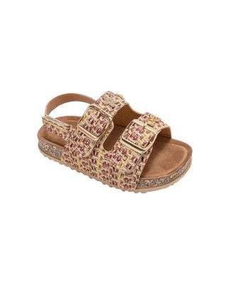 Girls Footbed Sandals - Comfortable Design with Double Buckle and Charms