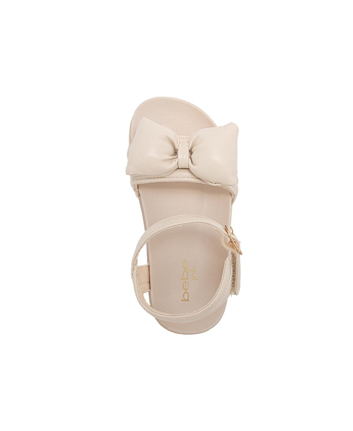 Bebe Girls Footbed Sandals - Lightweight Comfort & Adjustable Strap with Puffy Bow Detail