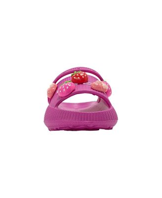 Big Girls Girl's  Lightweight Platform EVA Slides - Slip - On Comfy with Strawberry Charm Accents