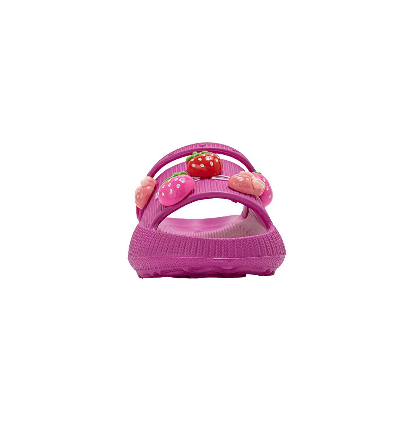 Детские лёгкие шлёпанцы Bebe из EVA на платформе с клубничными подвесками, для девочки, цвет: Фуксия — фото 4