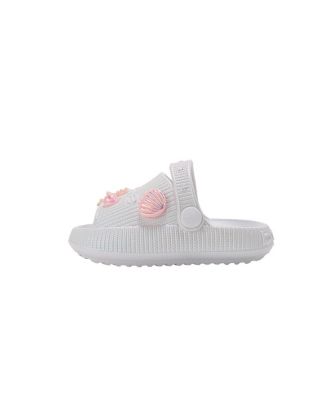 Little Girls Platform EVA Slide with Iridescent Finish and Sea Life Charms