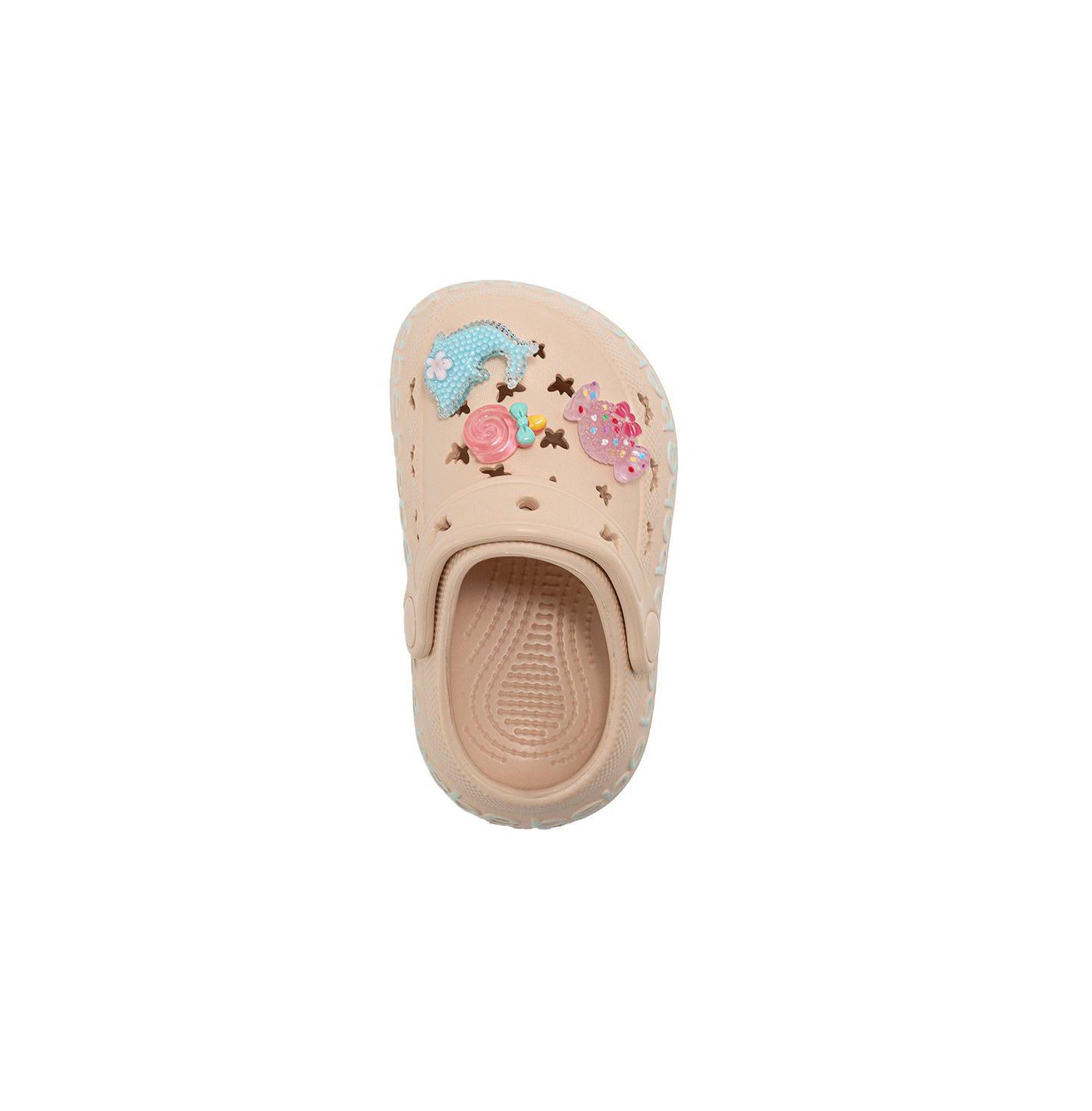 Детские лёгкие сабо Bebe из EVA с подвесками, для девочки, цвет: Песочный — фото 7