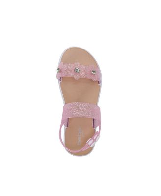 Girls PCU sandal with Glitter Flower snd RS