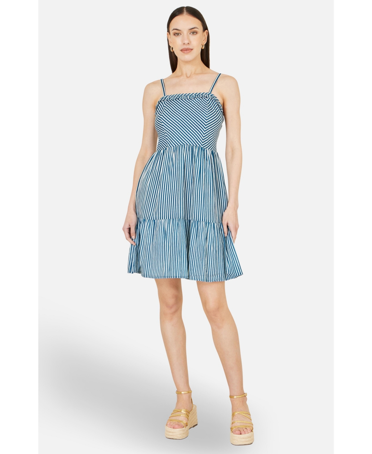 Yumi Women's Stripe Cotton Mini Sun Dress