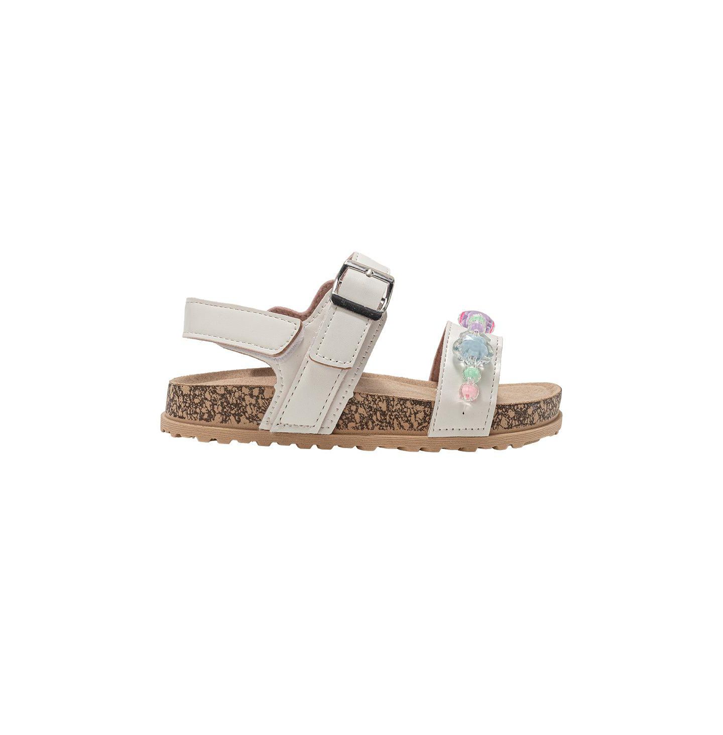 Сандалии Bebe Footbed Sandals - Comfortable Design & Beaded Ankle Strap для девочек, цвет: Белый — фото 2