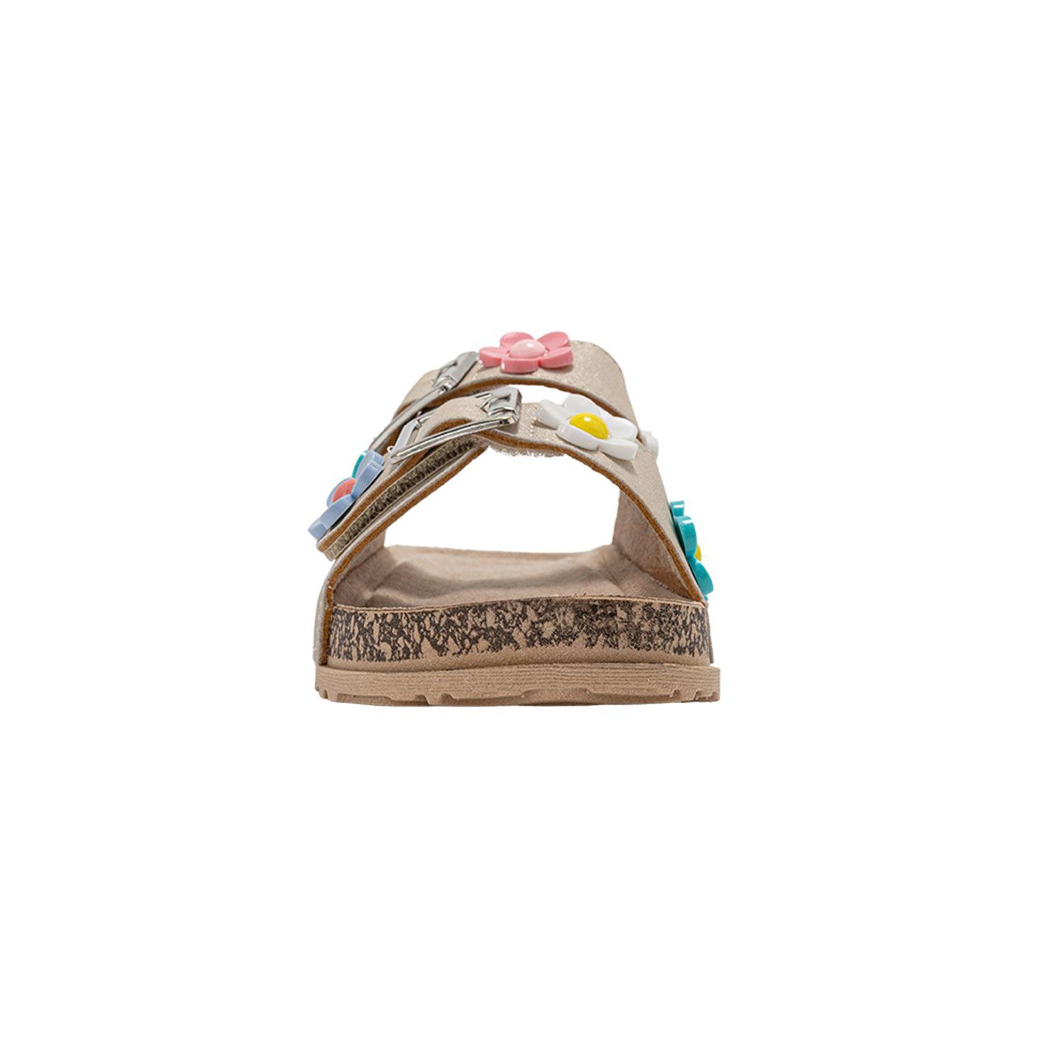 Big Girls Footbed Sandals - Lightweight and comfy, with Adjustable Buckles and Colorful Floral Charm Accents