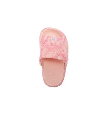 Little Girls Girl's  EVA Comfy Slides - with Cute Marble Print and Charms