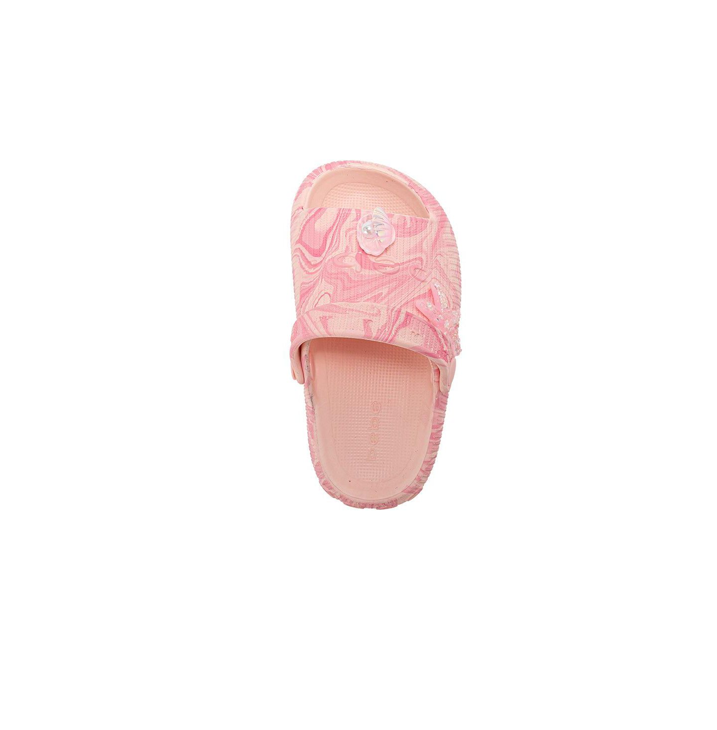 Детские шлёпанцы Bebe из EVA с мраморным принтом и подвесками, для девочки, цвет: Пудровый — фото 5